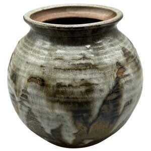 Handcrafted Ceramic Vase With Abstract Glaze Pattern signed 1981 Used READ